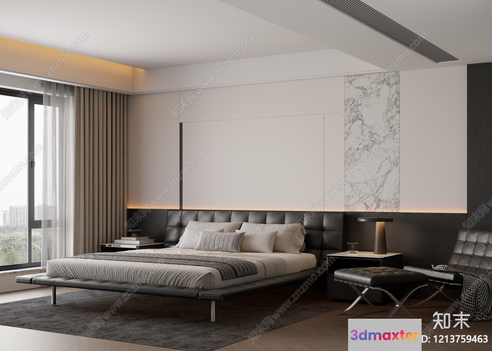 Modern Luxury Bedroom 3D Model - 10758 - VRAY Render