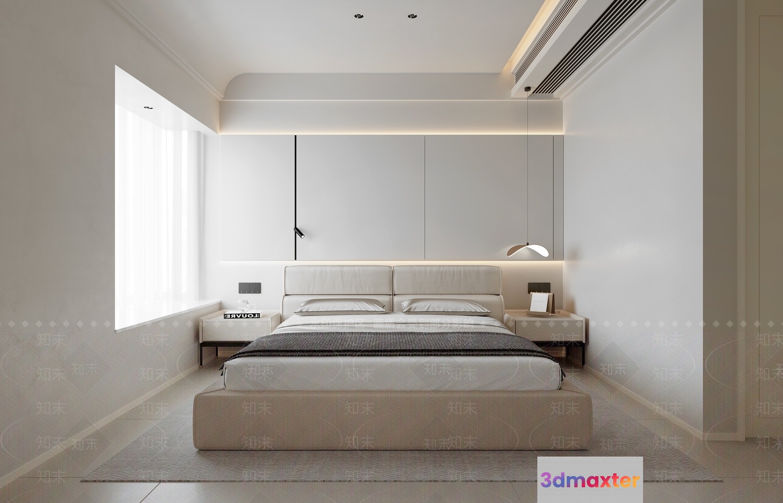 Modern Minimalist Bedroom 3D Model - 12269 - VRAY Render