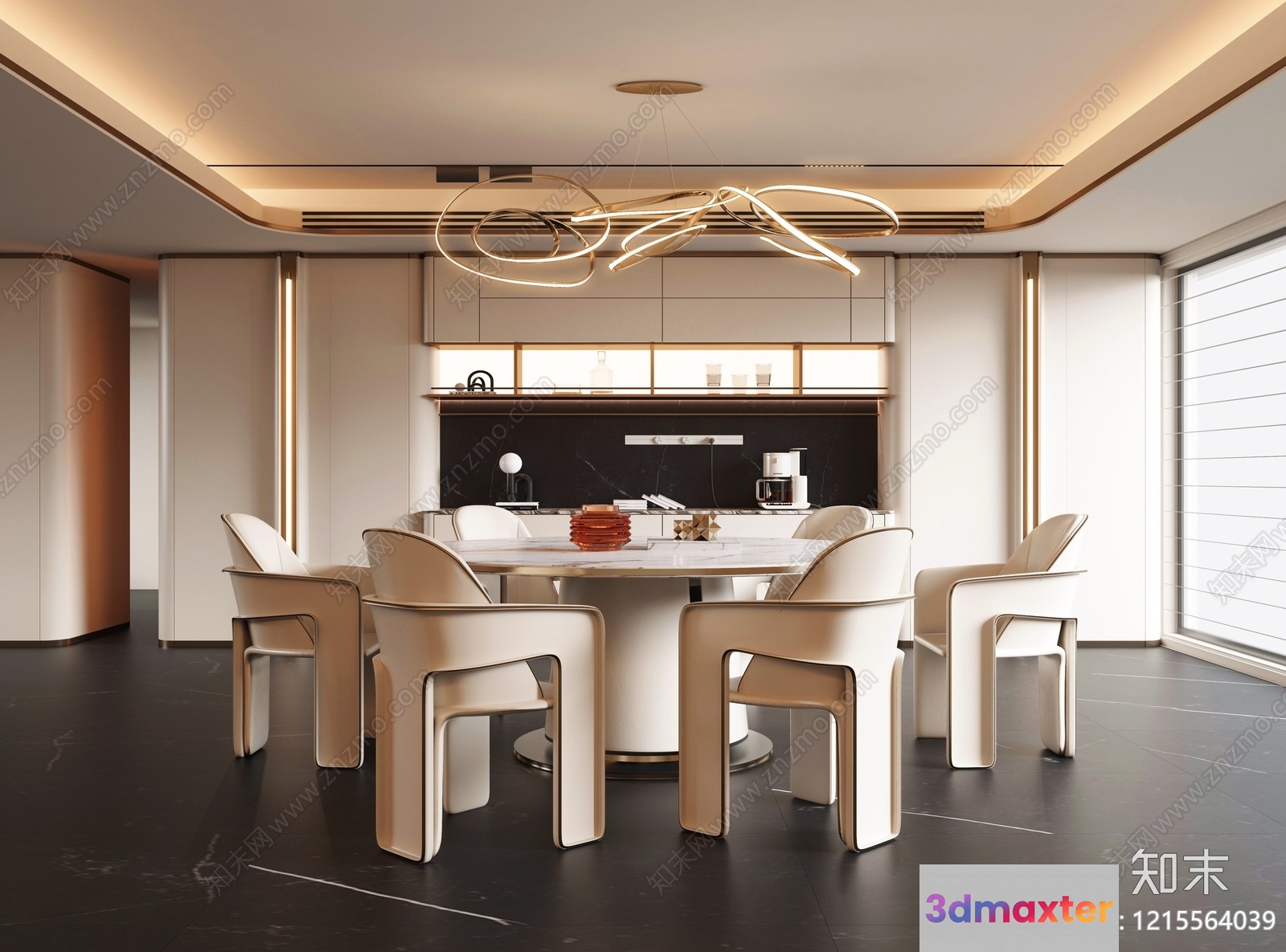 Modern Dining Room 3D Model - 10970 - VRAY Render