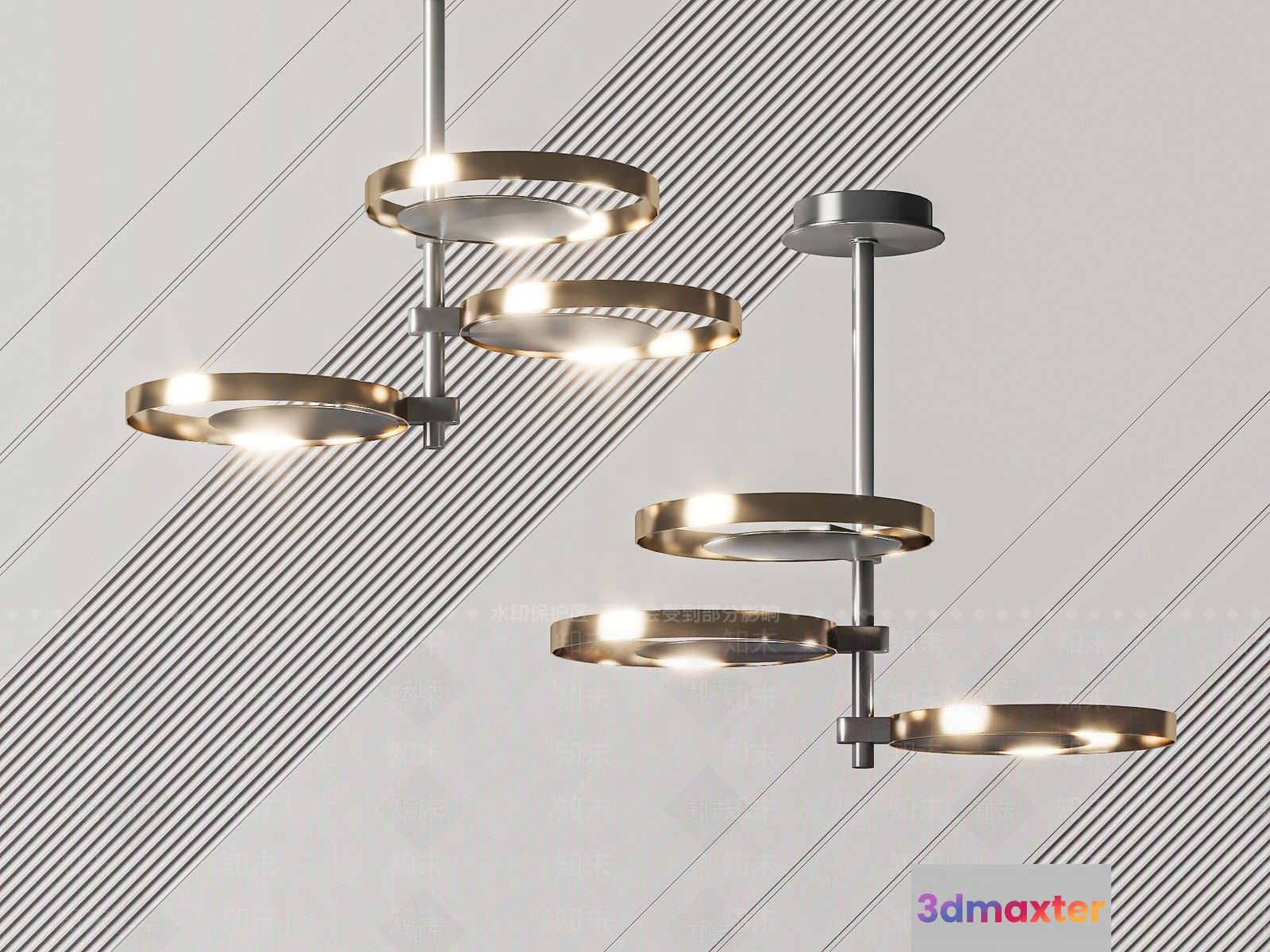 Gold Light Fixture 3D Model - 14058 - VRAY Render