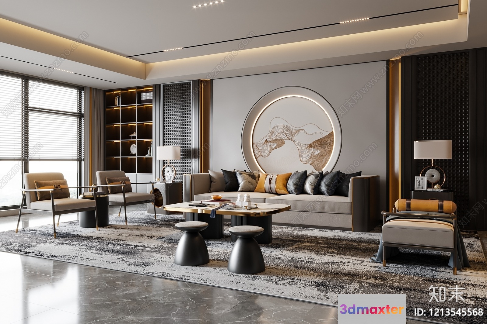 Modern Living Room 3D Model - 7589 - VRAY Render