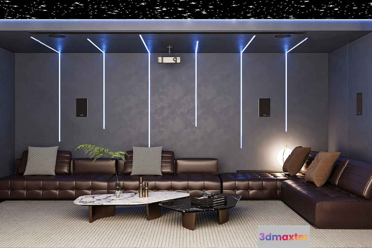 Modern Home Theater 3D Model - 257 - CORONA Render