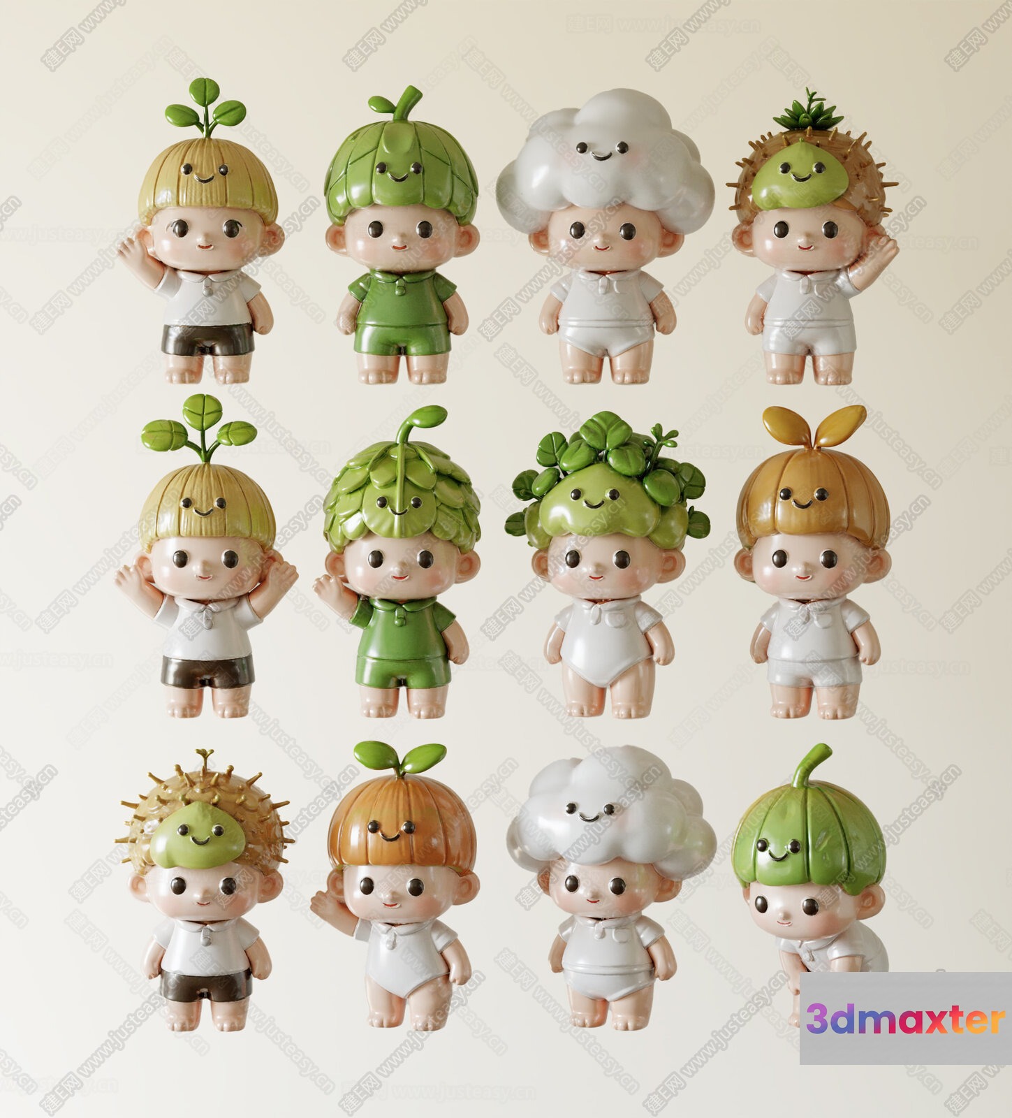 Small Cartoon Figures 3D Model - 12875 - CORONA Render