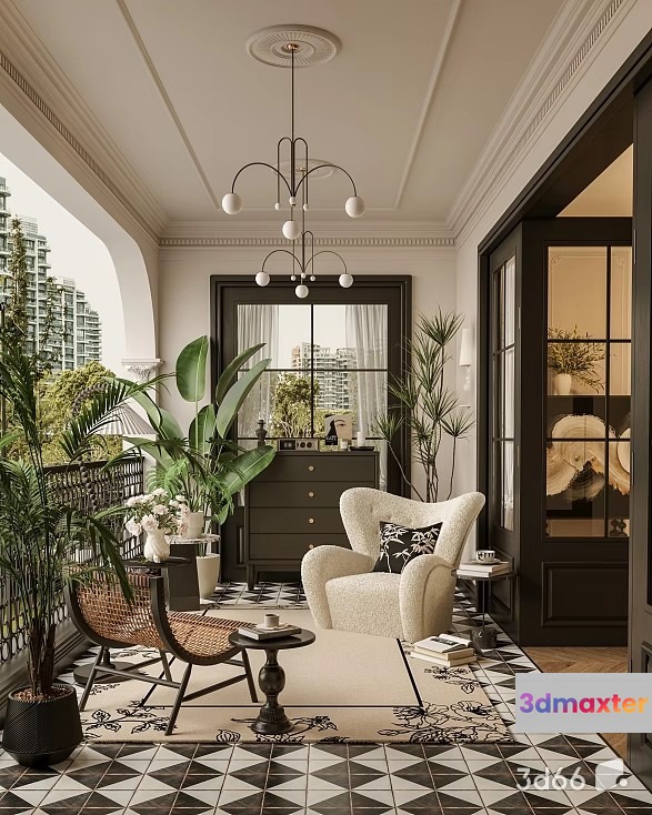 Modern Balcony Space 3D Model - 19625 - VRAY Render