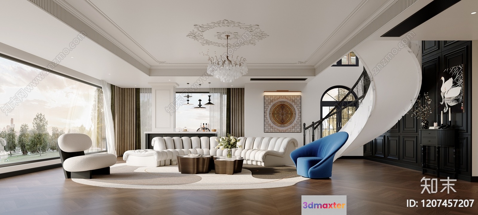 Modern Living Room 3D Model - 19473 - VRAY Render