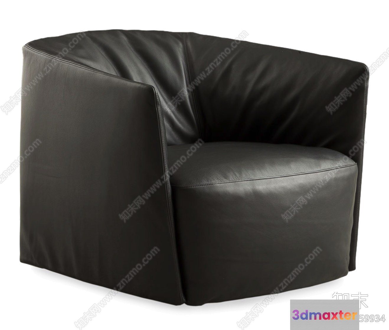 Black Leather Chair 3D Model - 14030 - VRAY Render