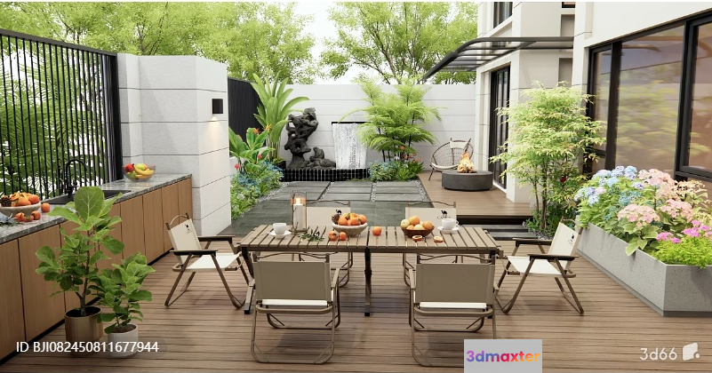 Outdoor Dining Furniture 3D Model - 9117 - VRAY Render