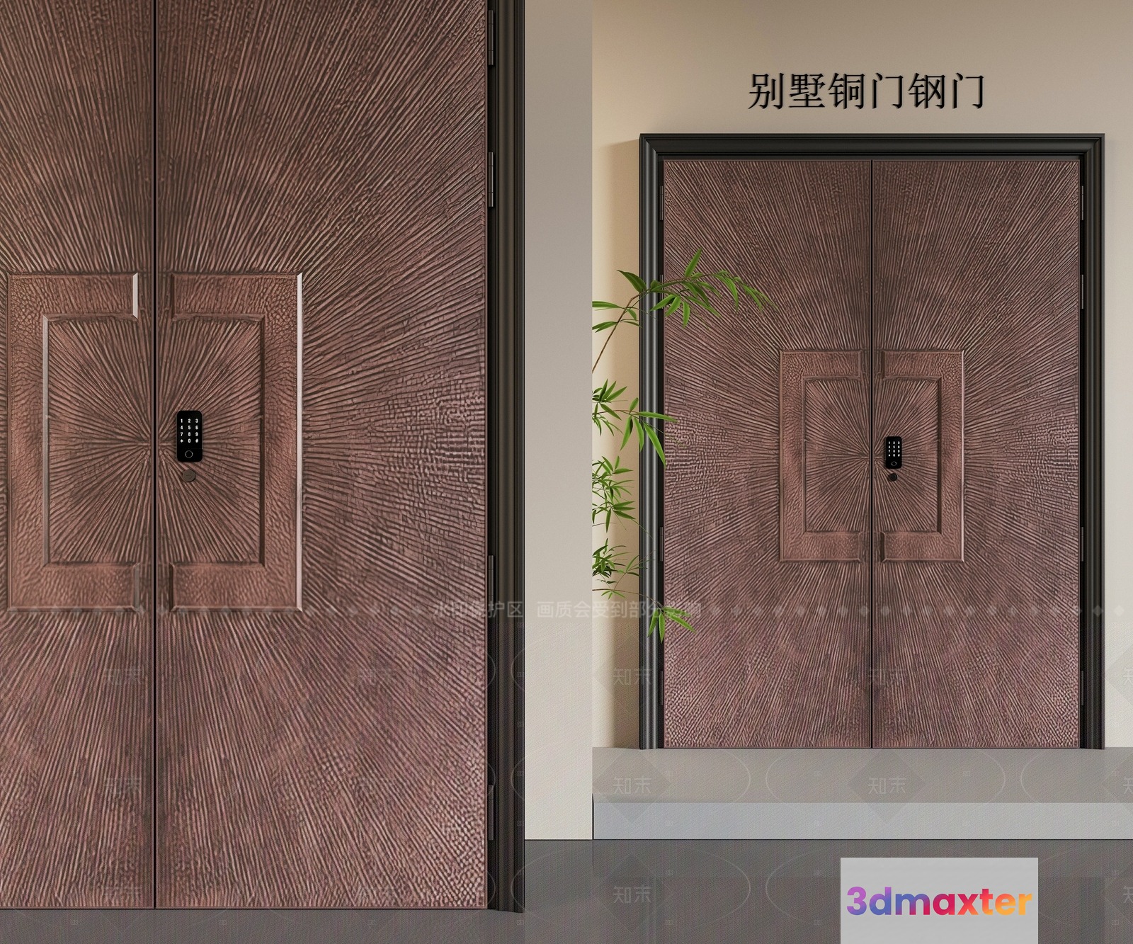 Wooden Doors With Keypads 3D Model - 4975 - VRAY Render