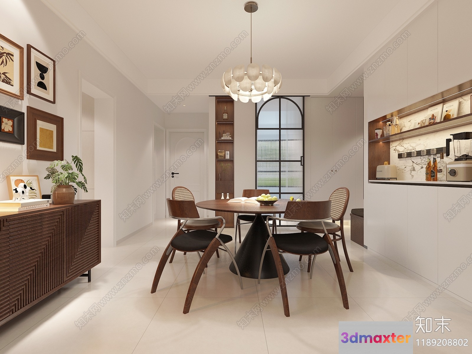 A Modern Dining Room 3D Model - 10026 - VRAY Render