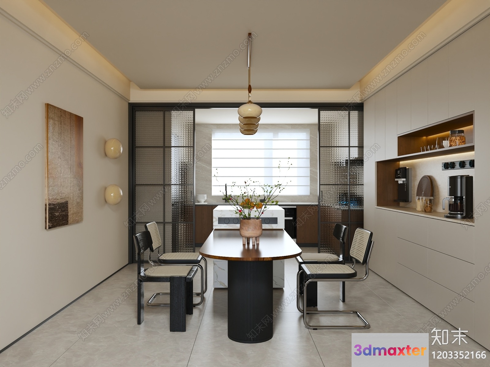Modern Dining Room 3D Model - 3539 - VRAY Render