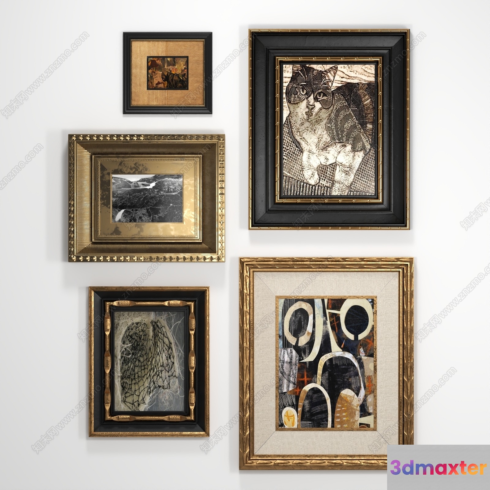 A Collection Of Framed Artwork 3D Model - 5003 - VRAY Render