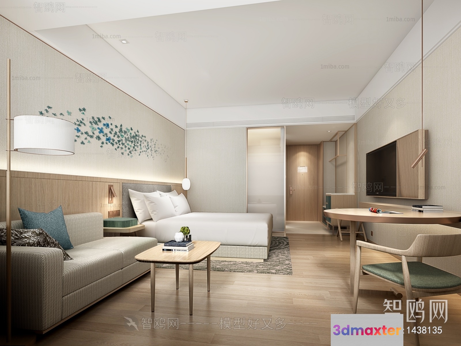 Modern Hotel Room 3D Model - 22658 - VRAY Render