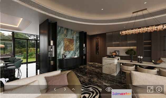 Modern Living Room 3D Model - 9177 - VRAY Render