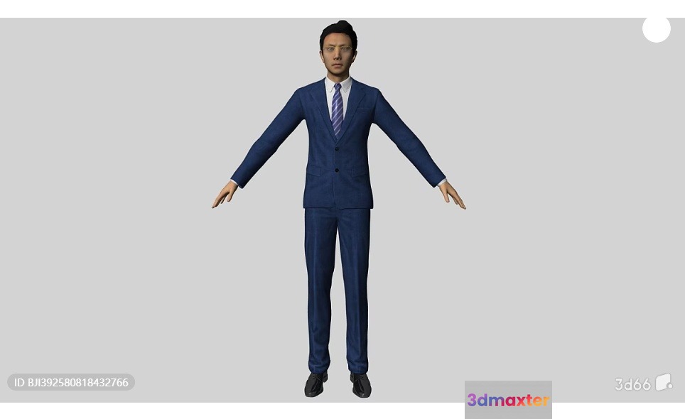 A 3D Man In A Blue Suit 3D Model - 17112 - VRAY Render