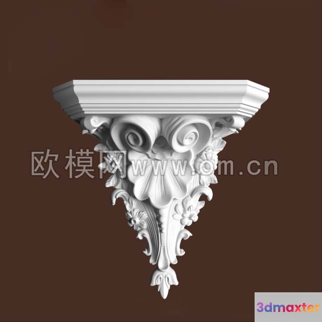 A White Ornate Shelf 3D Model - 21417 - VRAY Render