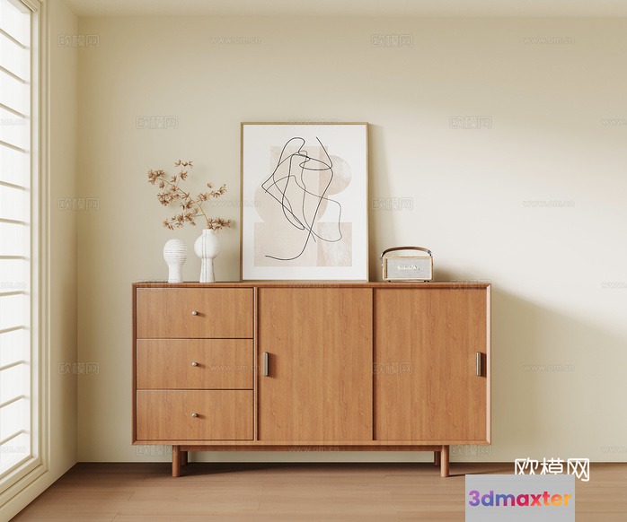 Mid-Century Modern Sideboard 3D Model - 6915 - VRAY Render