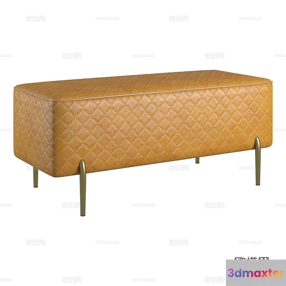 A Yellow Leather Bench 3D Model - 11176 - VRAY Render