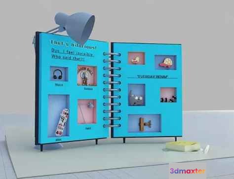 Blue Spiral-Bound Book 3D Model - 6446 - VRAY Render