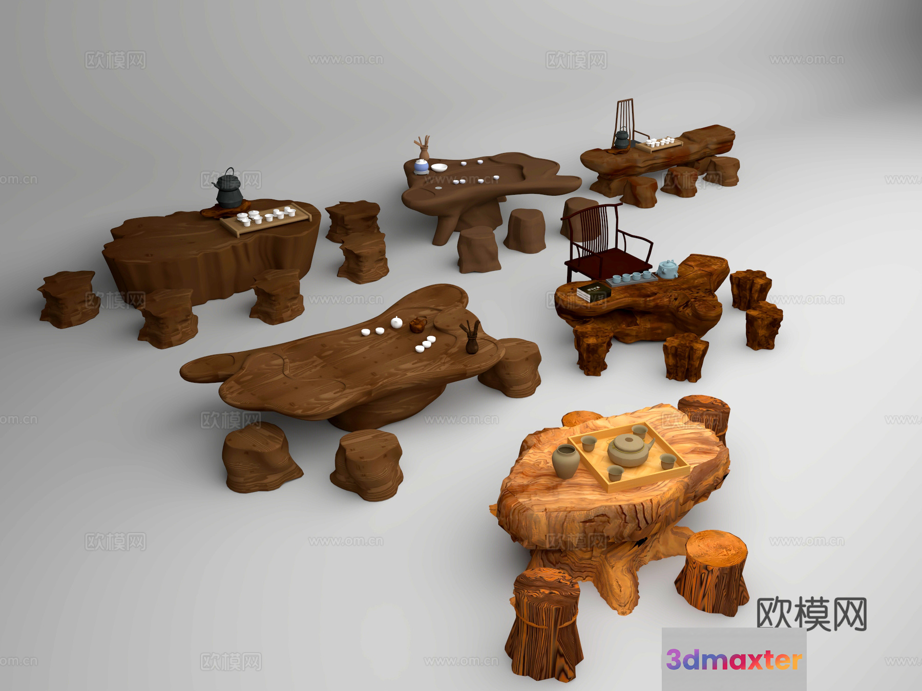 A Wooden Table With A Unique Design 3D Model - 10858 - VRAY Render