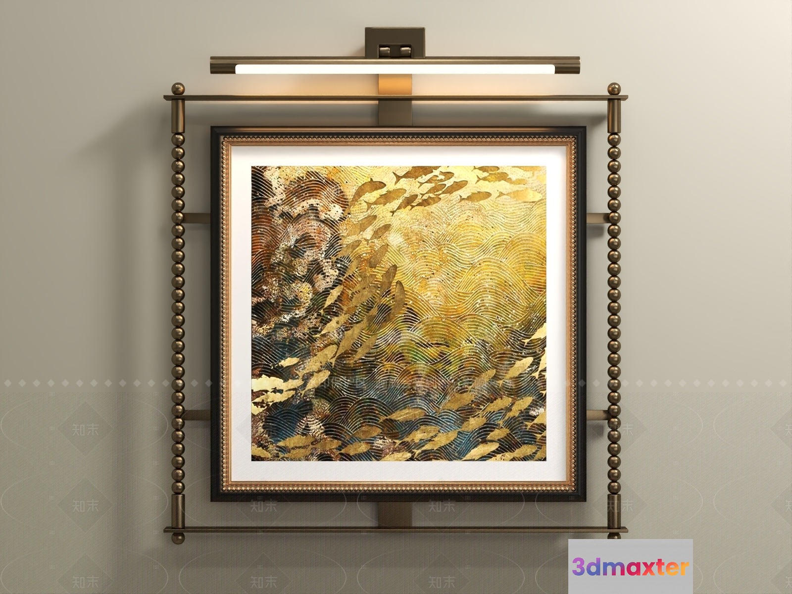Gold Light Fixture 3D Model - 11369 - VRAY Render