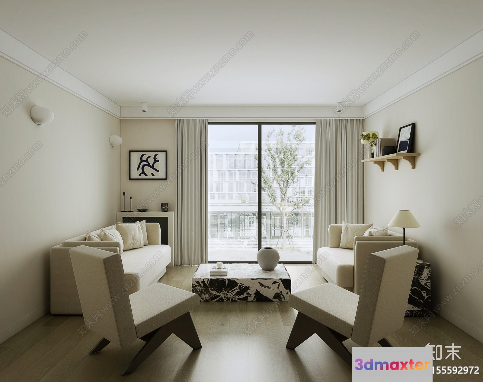 Modern Living Room 3D Model - 986 - VRAY Render