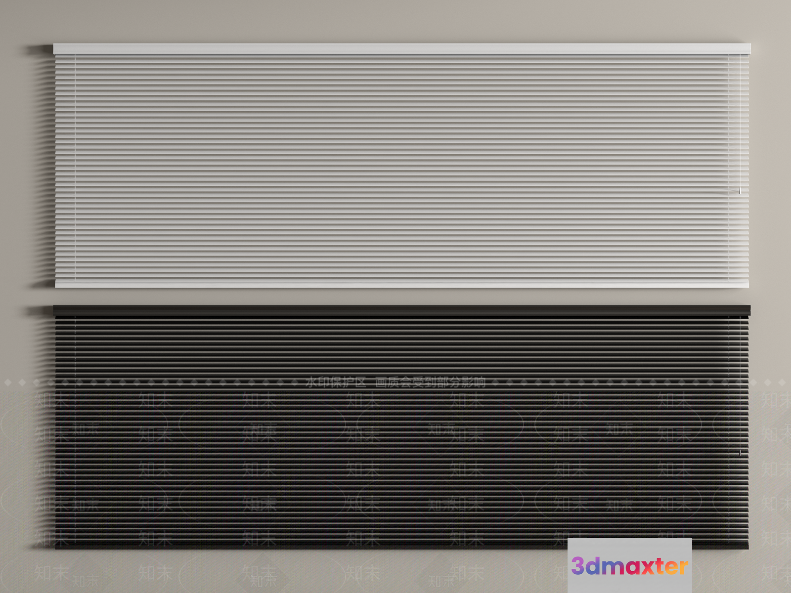 A Window Blind With A White Top And Black Bottom 3D Model - 1611 - VRAY Render