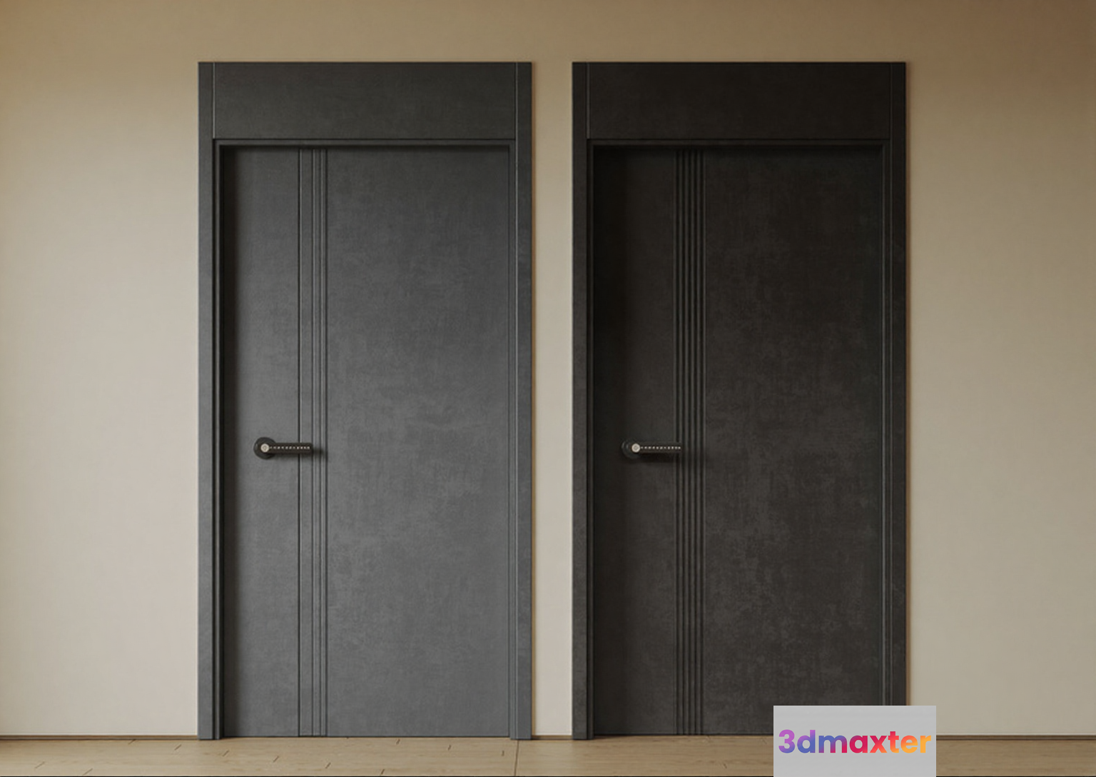 Two Dark Gray Doors 3D Model - 7938 - CORONA Render
