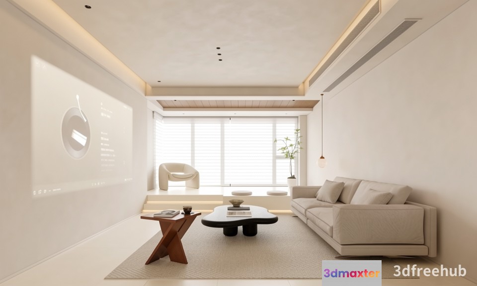 Modern Living Room 3D Model - 21503 - VRAY Render