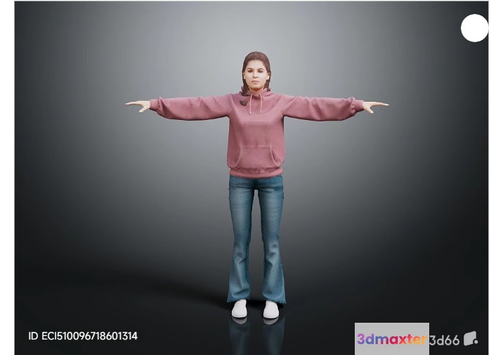 A Woman In A Pink Hoodie 3D Model - 6079 - VRAY Render