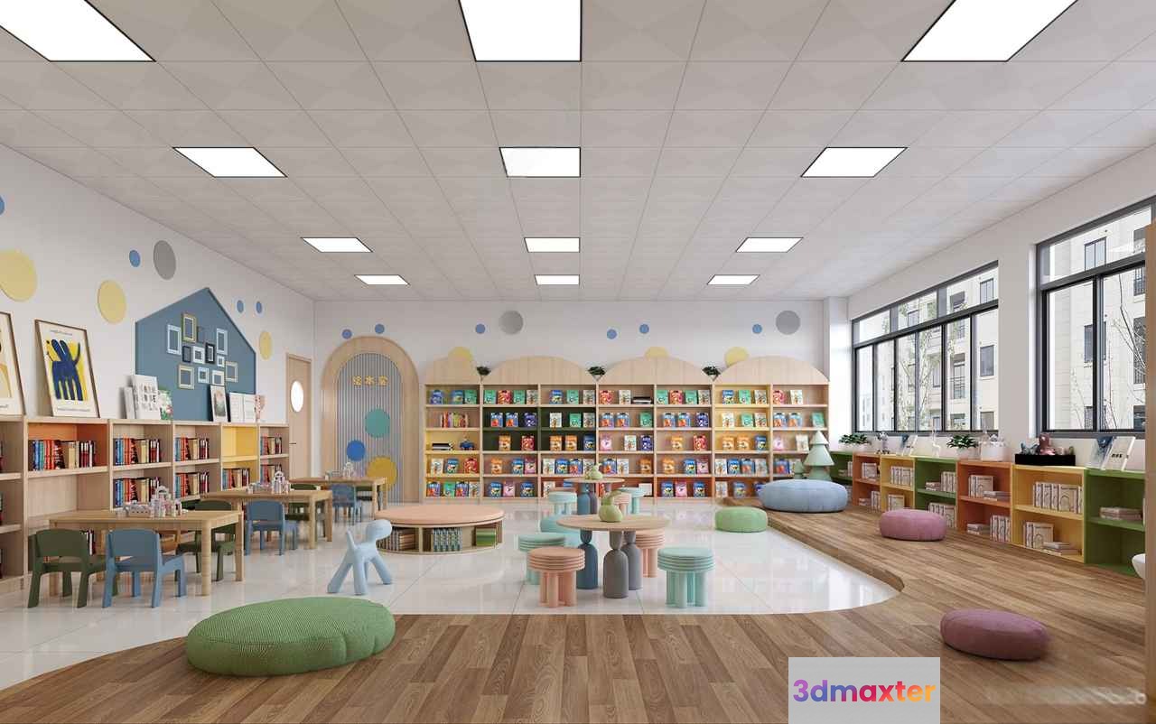 A Large Library Room 3D Model - 15849 - CORONA Render