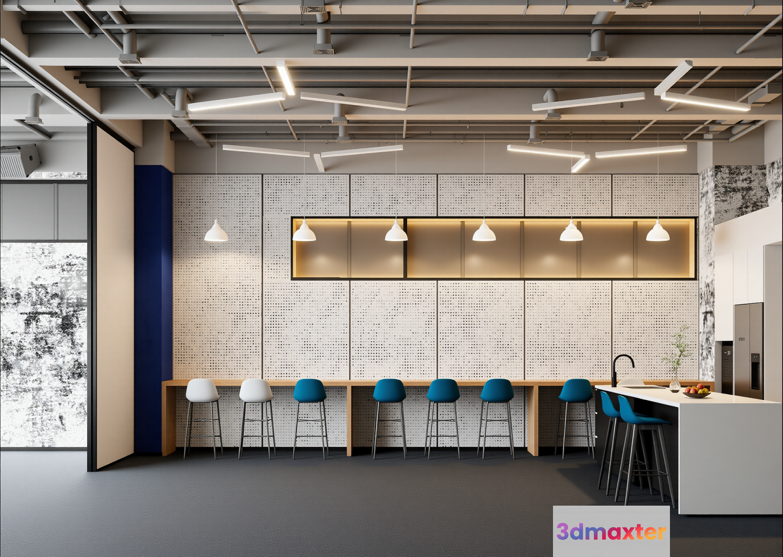 Modern Industrial Kitchen 3D Model - 12817 - VRAY Render