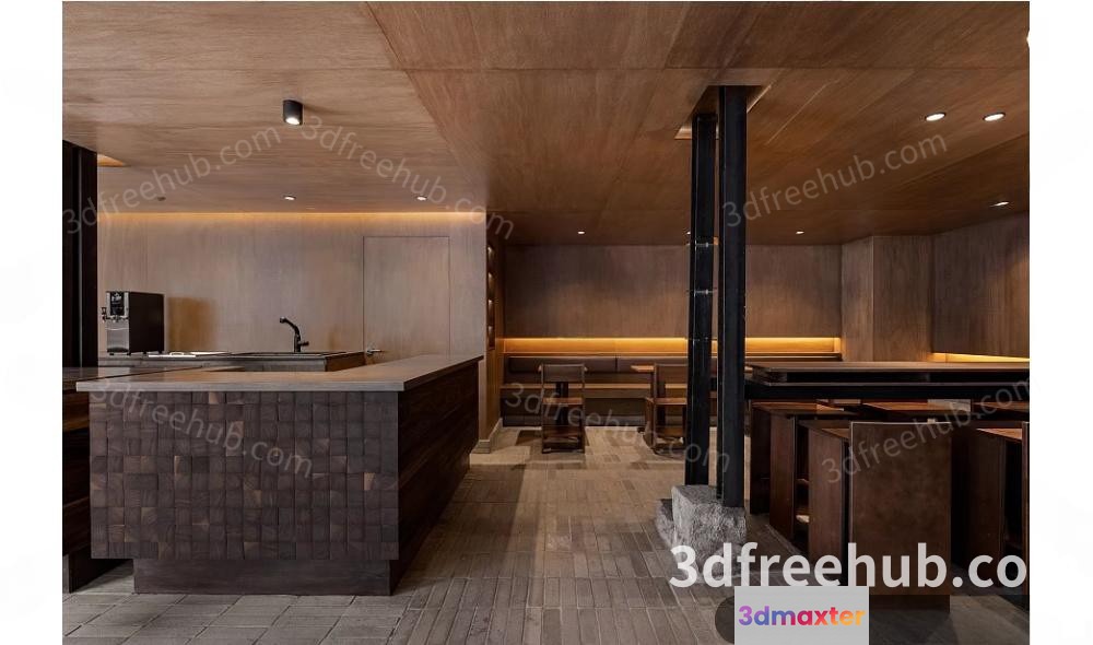 Modern Restaurant Interior 3D Model - 19168 - VRAY Render