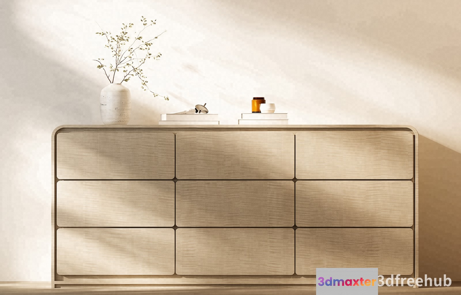 A Light Wood Dresser 3D Model - 21855 - VRAY Render