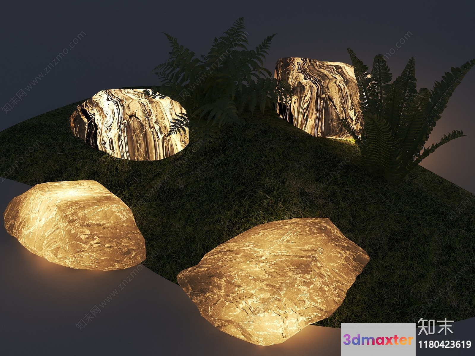 Rocks With Lights 3D Model - 11457 - VRAY Render