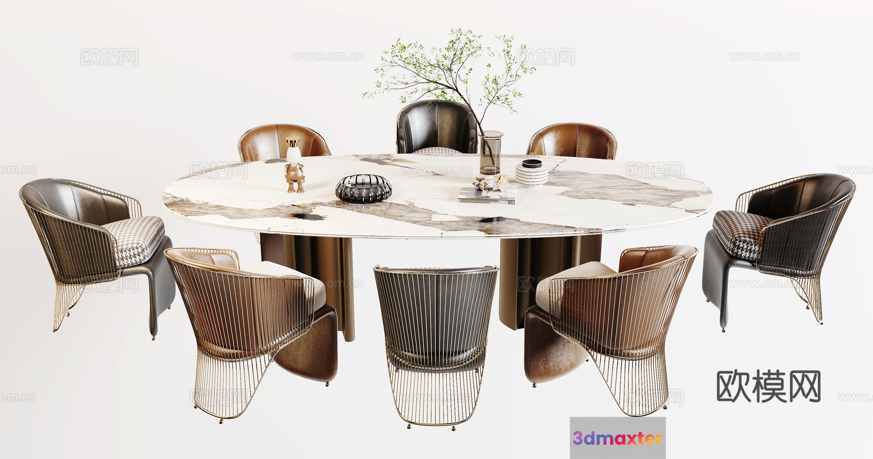 A Modern Dining Table 3D Model - 422 - VRAY Render