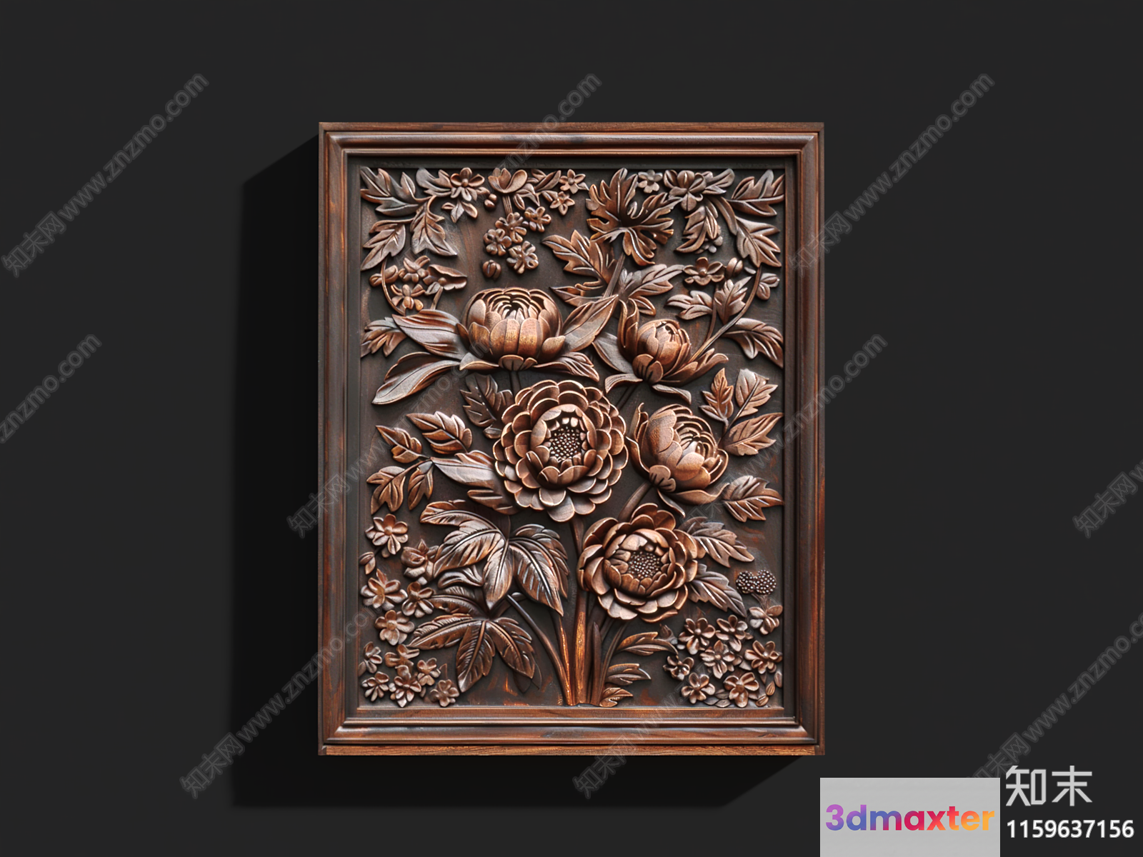 The Main Subject Is A Wooden Carving Of Flowers Characterized By Its Intricate Design 3D Model - 8361 - VRAY Render