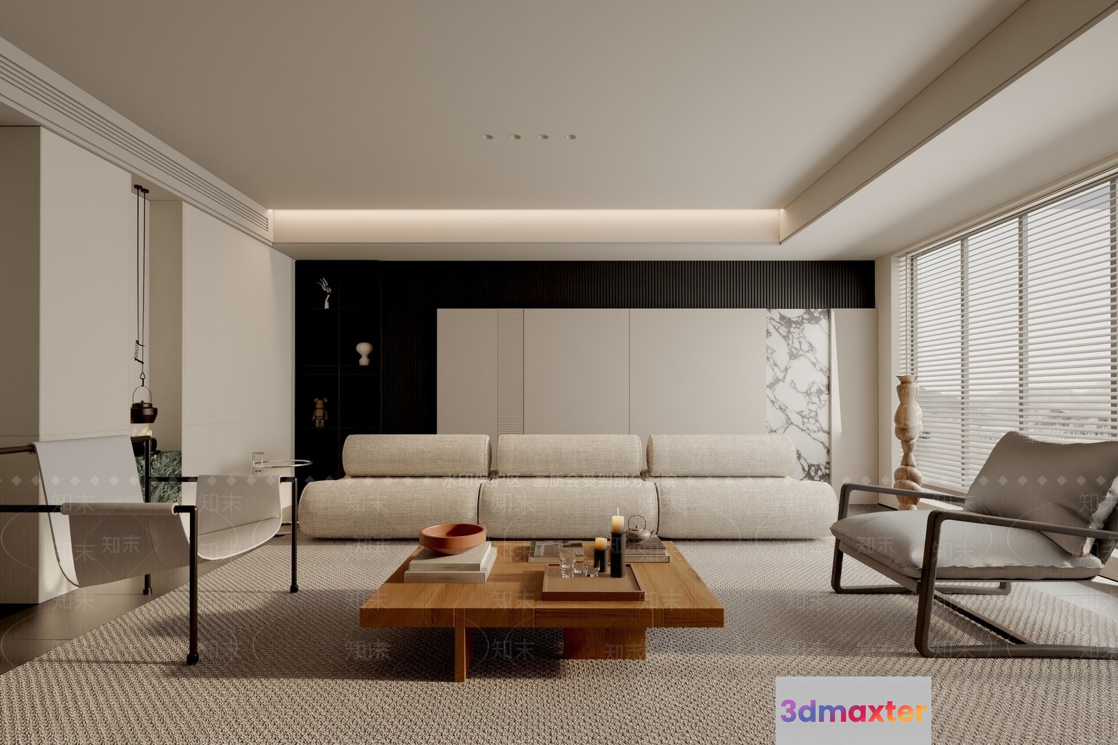 Modern Living Room 3D Model - 23380 - VRAY Render
