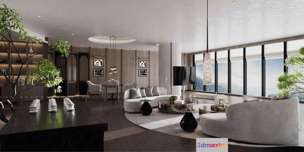 Modern Living Room 3D Model - 20015 - CORONA Render