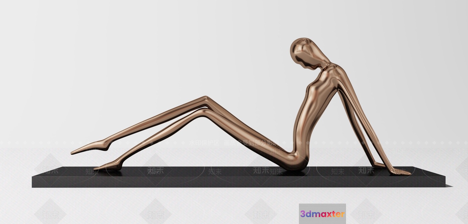 A Bronze Sculpture Of A Person 3D Model - 17005 - VRAY Render