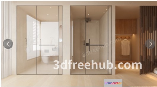 Modern Bathroom With Glass Door 3D Model - 20906 - VRAY Render