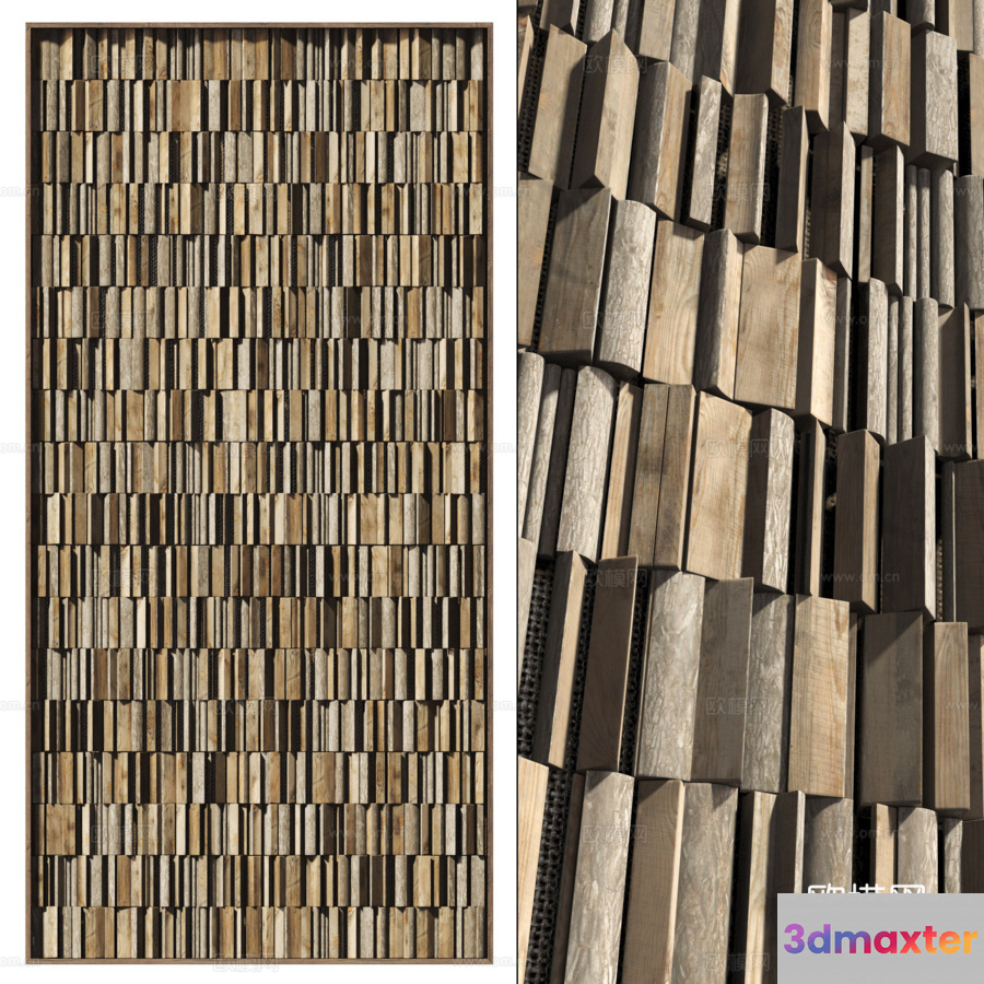 A Wooden Wall Panel 3D Model - 20714 - VRAY Render