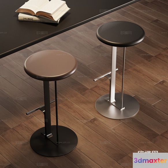 Two Bar Stools 3D Model - 8075 - VRAY Render