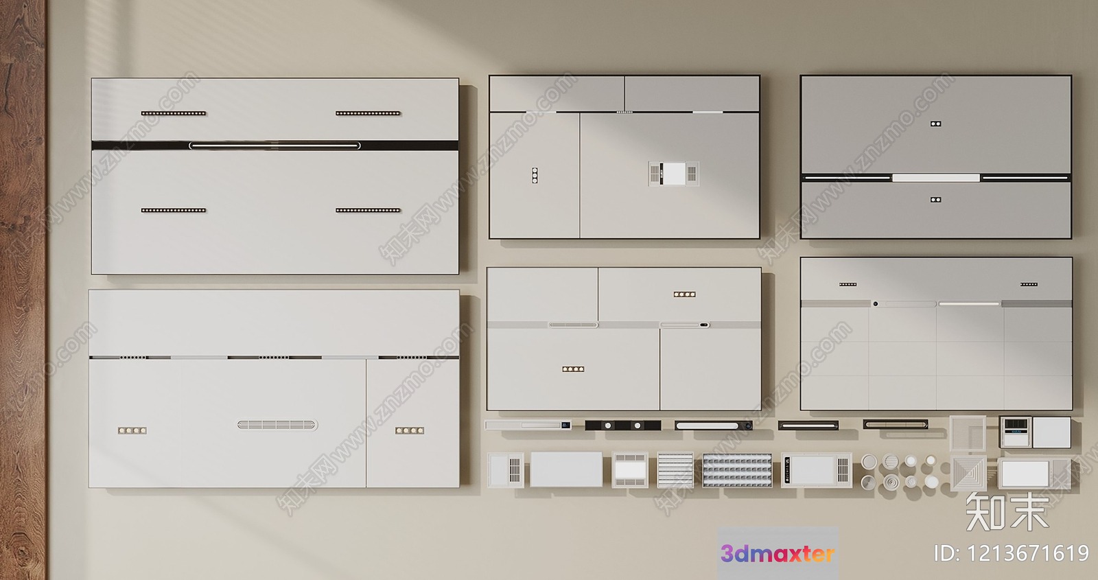 Modern White Wall Decor 3D Model - 10958 - VRAY Render