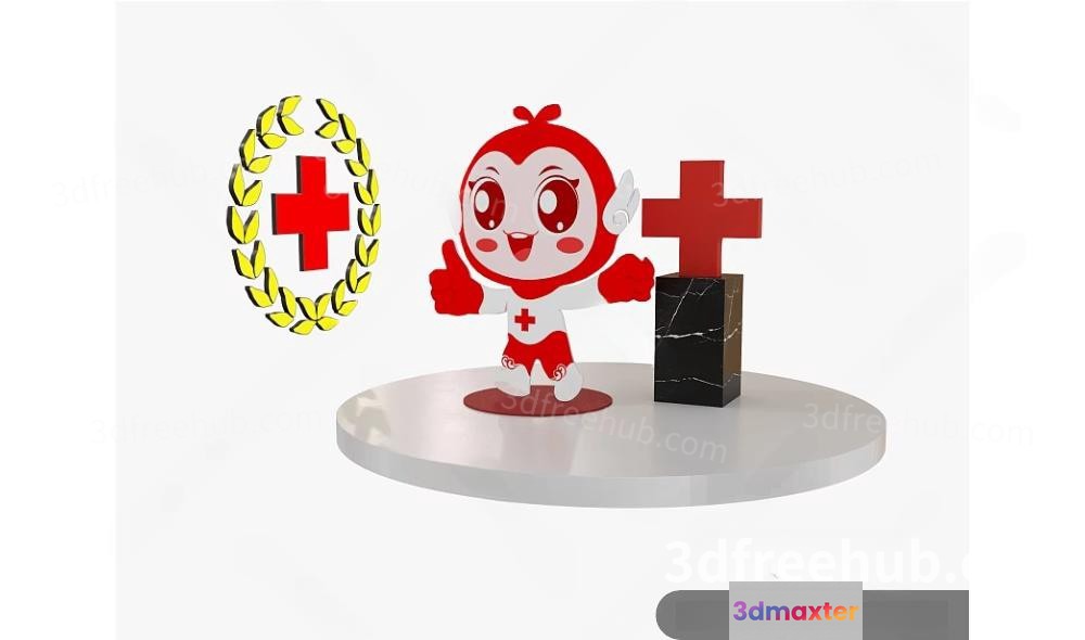 A Cartoon Character In A Red And White Medical Uniform 3D Model - 19883 - VRAY Render
