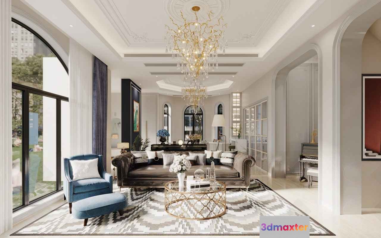 Modern Living Room 3D Model - 5462 - VRAY Render