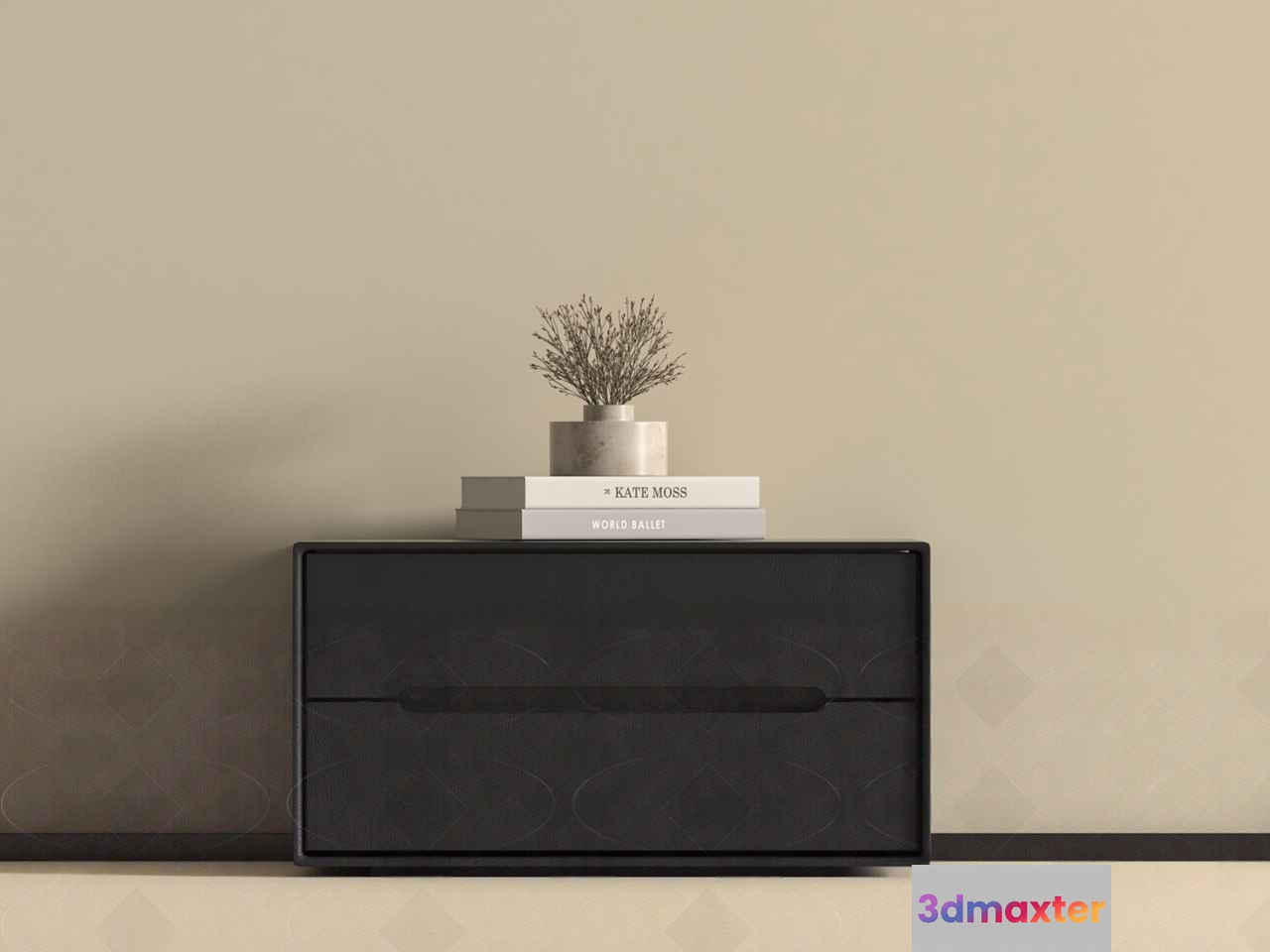 Modern Black Dresser 3D Model - 4825 - VRAY Render
