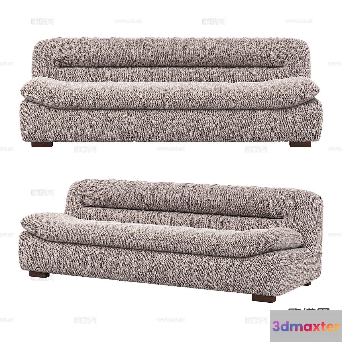 Gray Textured Couch 3D Model - 23748 - VRAY Render