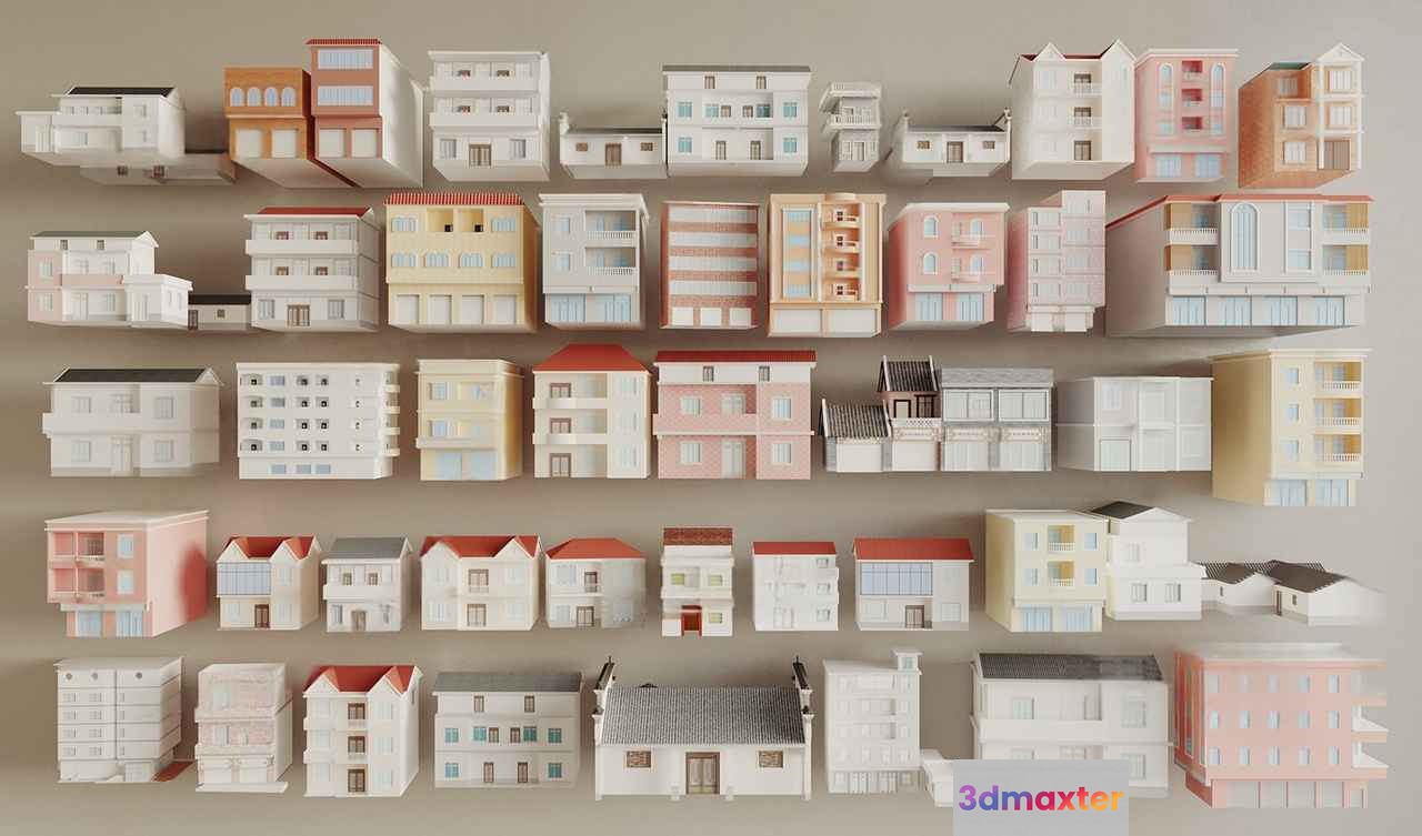 Miniature Model Houses 3D Model - 10793 - VRAY Render