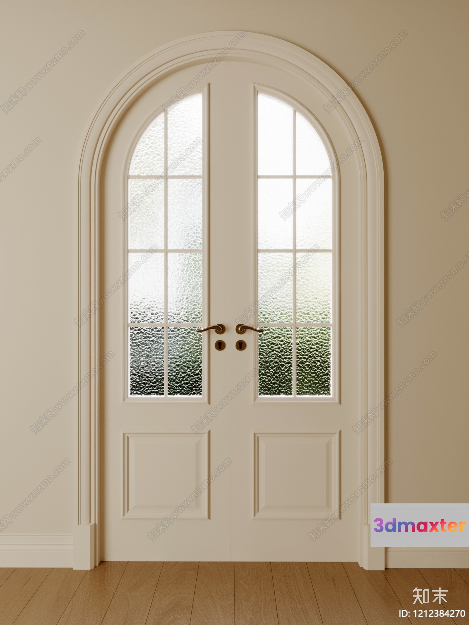 White Double Door With Windows 3D Model - 6905 - VRAY Render