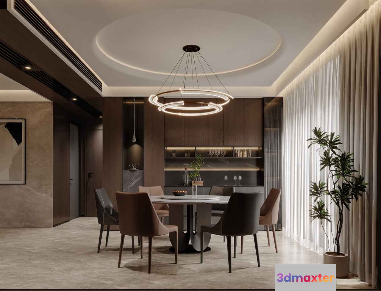 Modern Dining Room 3D Model - 16858 - CORONA Render
